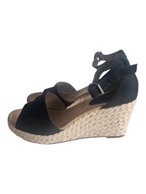 STYLE & COMPANY Womens Black Espadrille Seleeney Open Toe Wedge Sandals 8